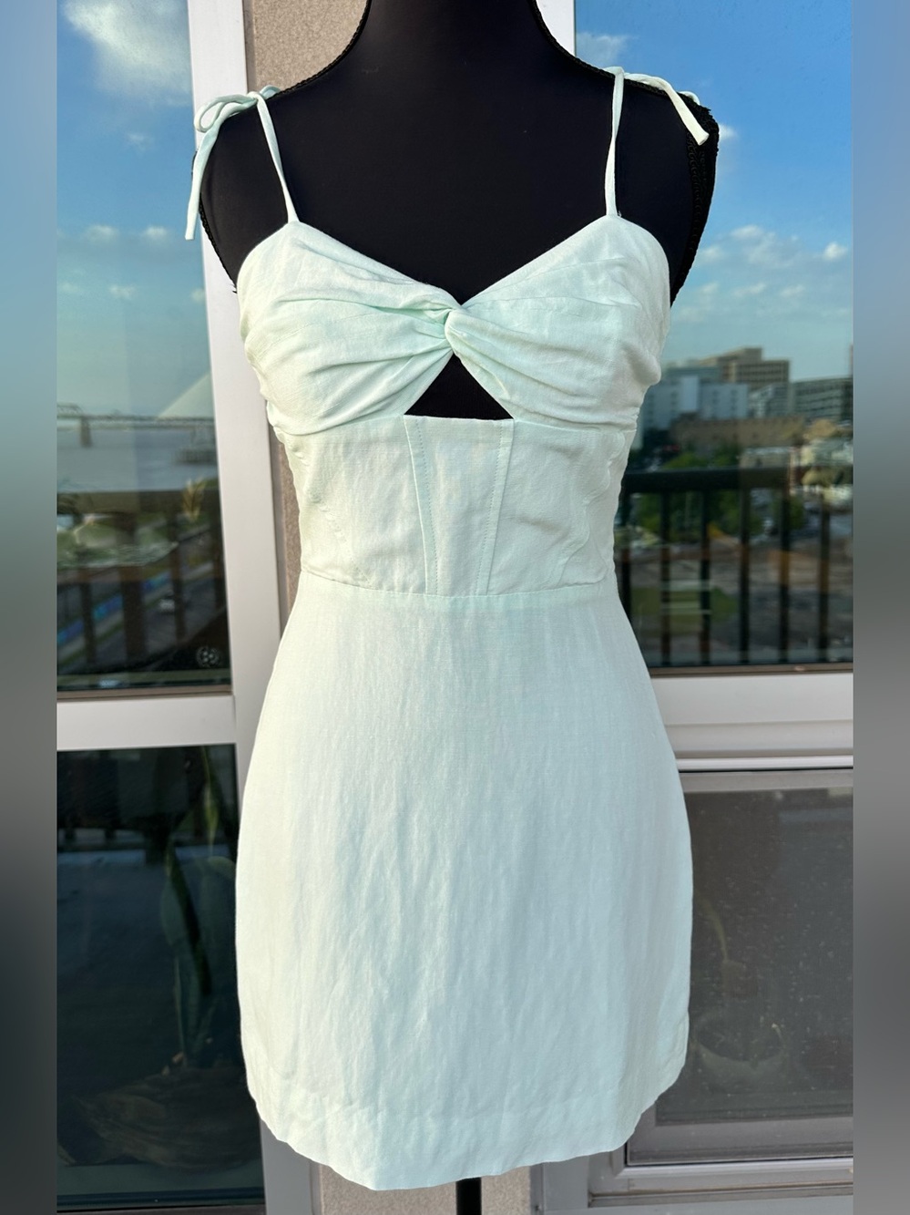 Amanda Uprichard Bliss Mini Dress in Celadon. Size XS. Great condition!